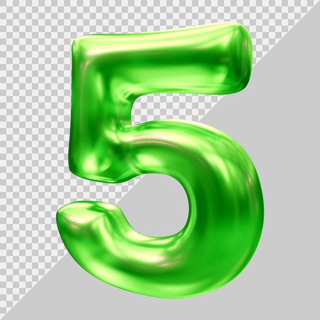 Número 5 con estilo moderno 3d