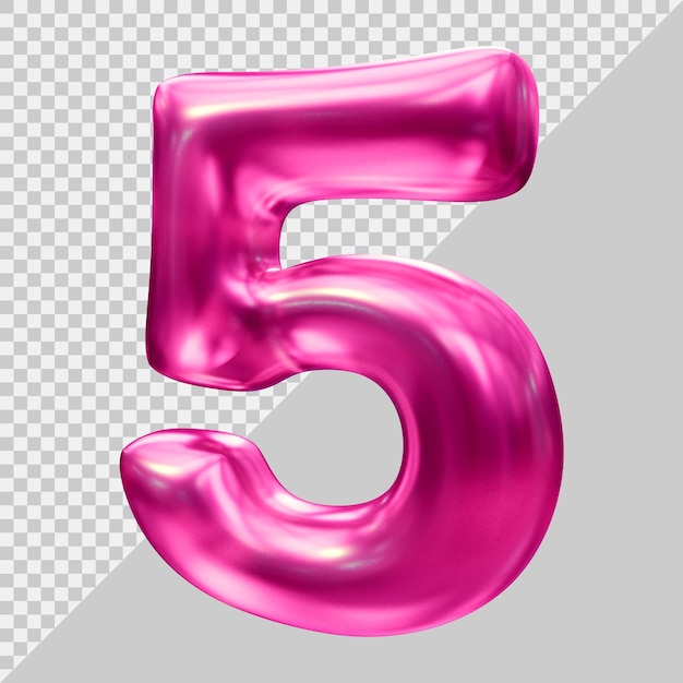 Número 5 con estilo moderno 3d