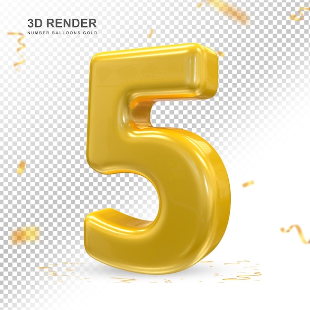 Número 5 gold 3d