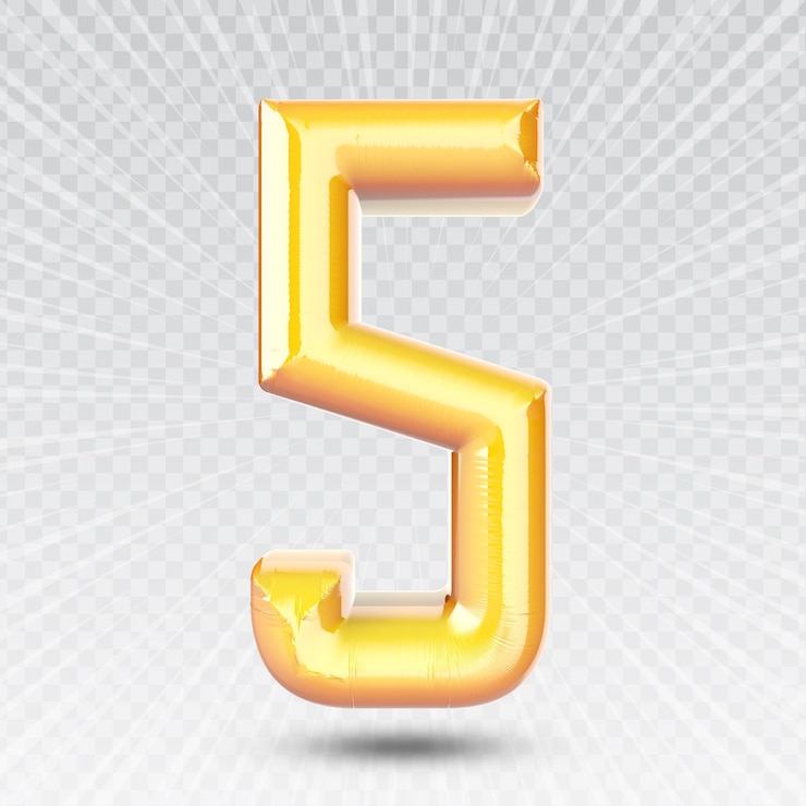 PSD numero 5 gold rendering 3d