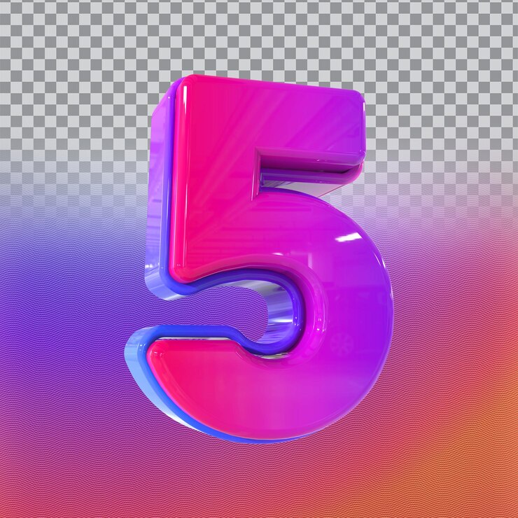 PSD numero 5 gradiente 3d rendering stile di lusso