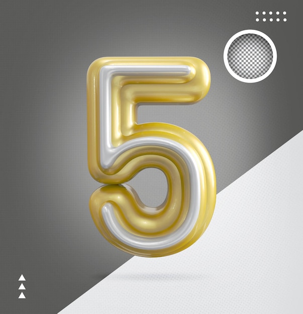 Numéro 5 Or Avec Blanc 3d