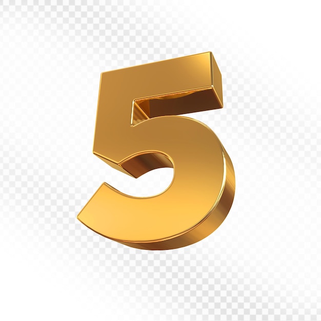 El número 5 de oro 3D