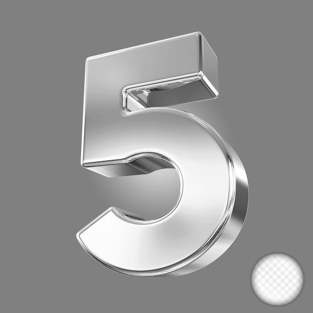 Numéro 5 Rendeur 3D en argent