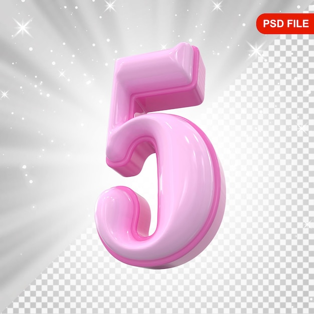 Número 5 El rosa en 3D