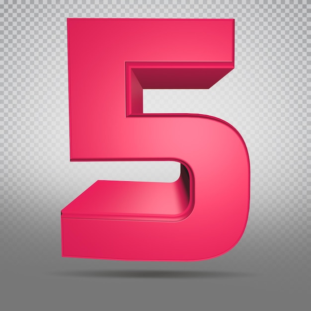 Número 5 rosa estilo de lujo de render 3d