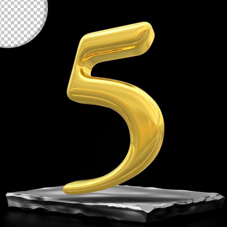 PSD numero 5 stili 3d d'oro
