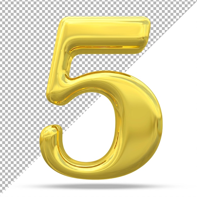Numero 5 stili 3D di lusso in oro