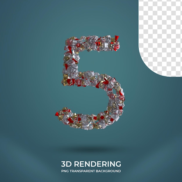 Numéro 5 Style De Texte Rendu 3d Fond Transparent