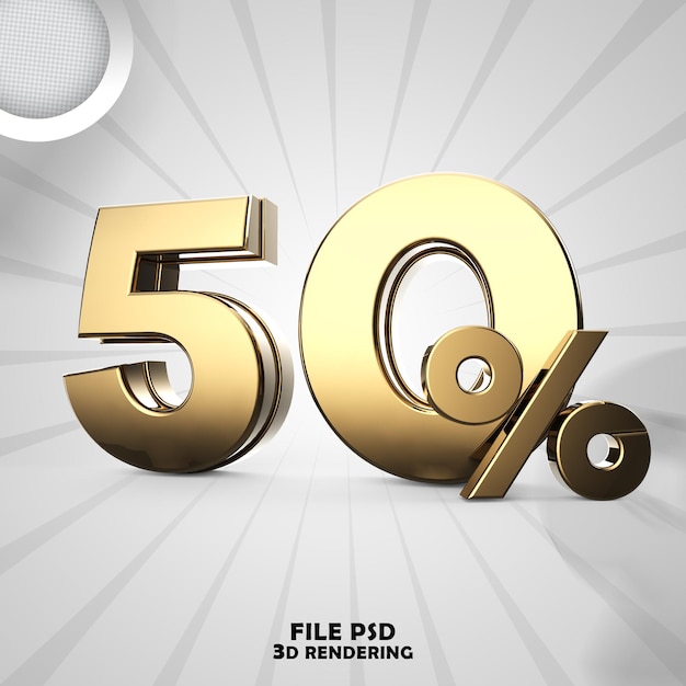 Numero 50 3D Gold Rendering