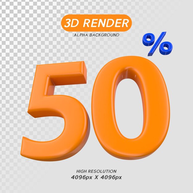 Número, 50, ciento, 3d, interpretación