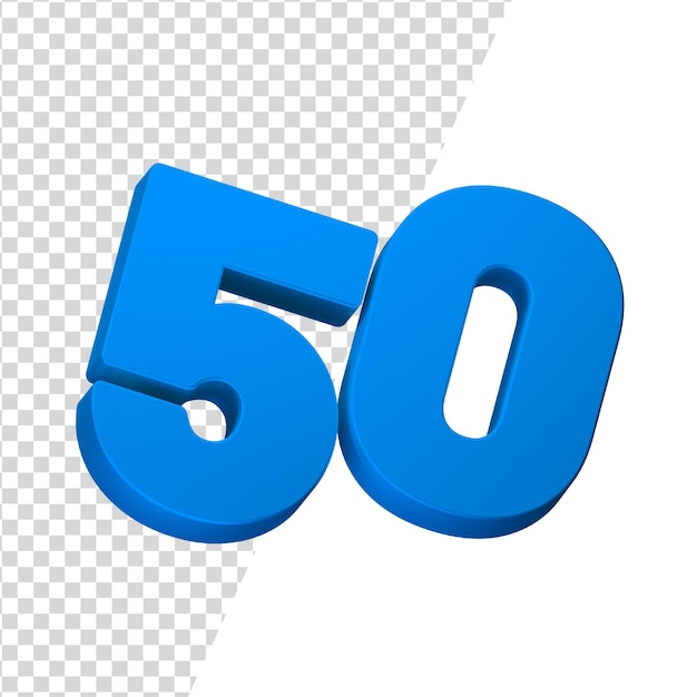 Numéro 50 isolé en rendu 3D