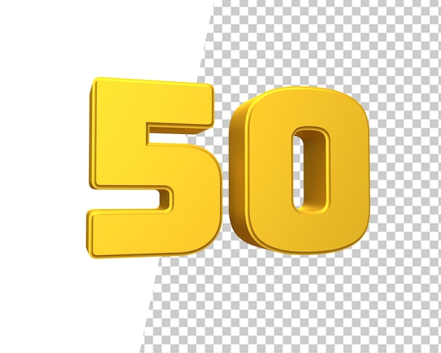 Numero 50 oro cinquanta testo 3d rendering