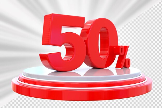 Numero 50 per cento di sconto sul podio per il prodotto