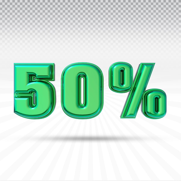 Numéro 50 pour cent de la collection de rendu 3D avec la couleur vert clair