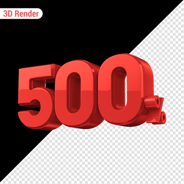 Número 500 Render rojo en 3D
