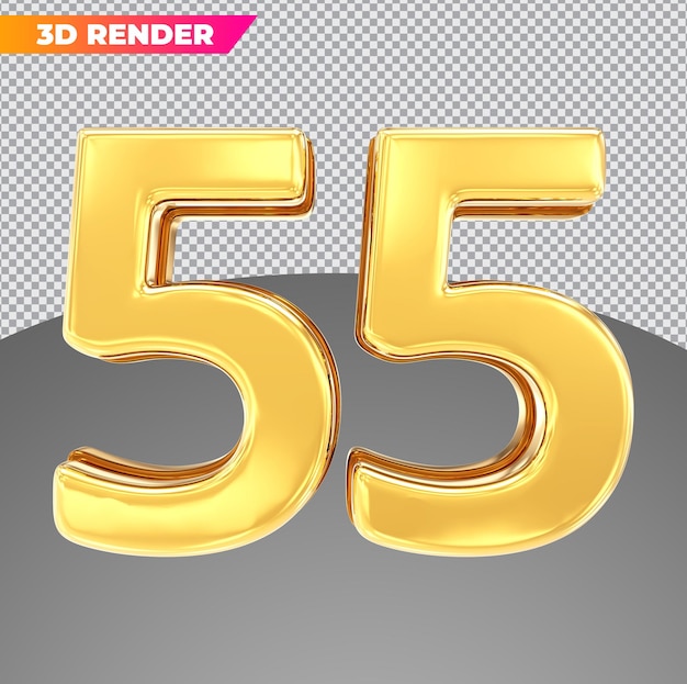 Número 55 oro estilos 3d