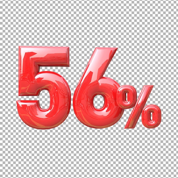 Número 56 alfabeto cor vermelho 3d premium psd