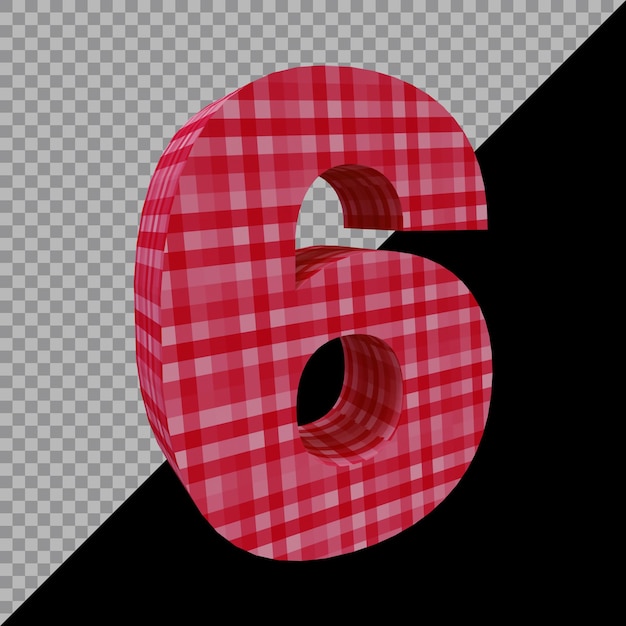 Número 6 en 3d render