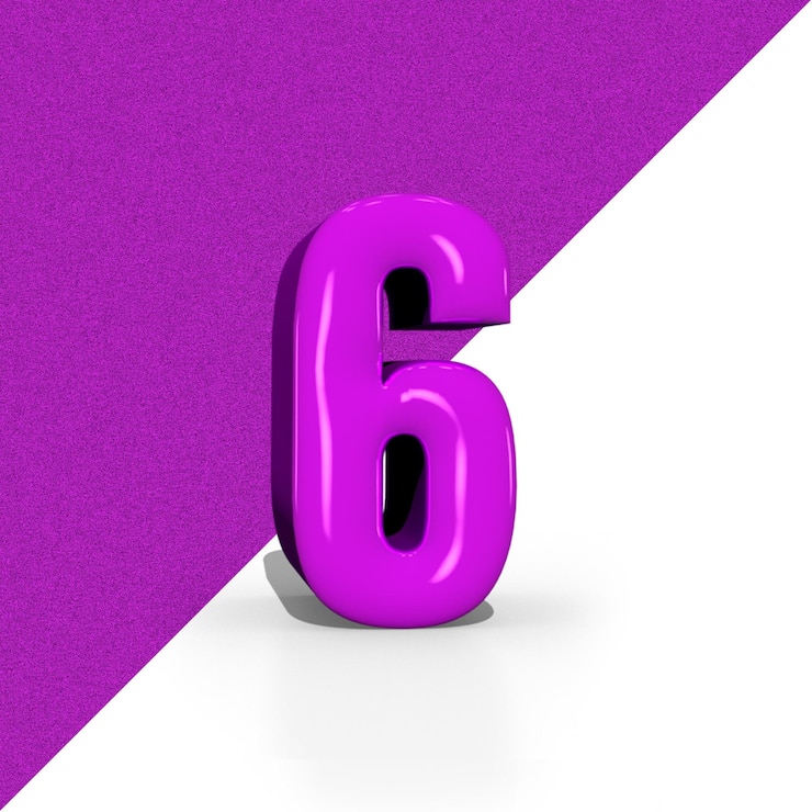 PSD número 6 3d rosa