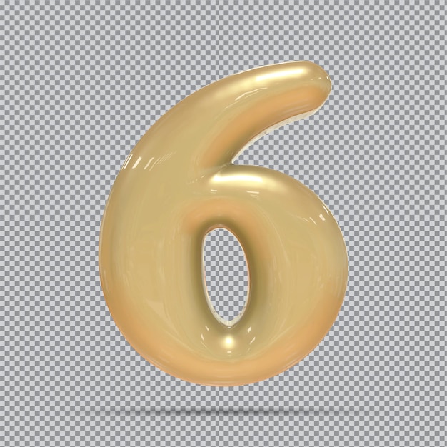 Numero 6 d'oro 3d Rendering