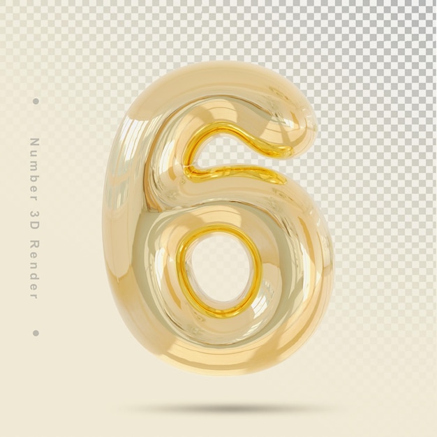 Numero 6 d'oro 3d
