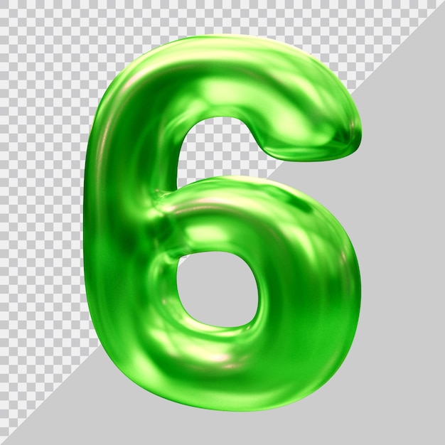 Número 6 con estilo moderno 3d