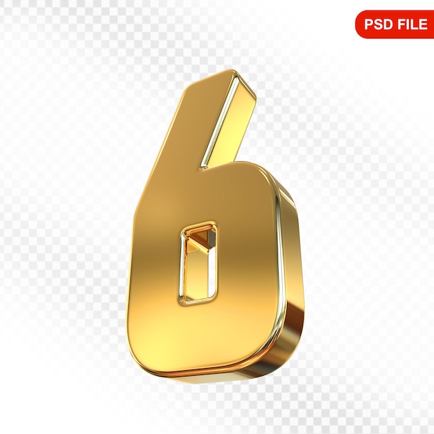 Número 6 Gold 3D