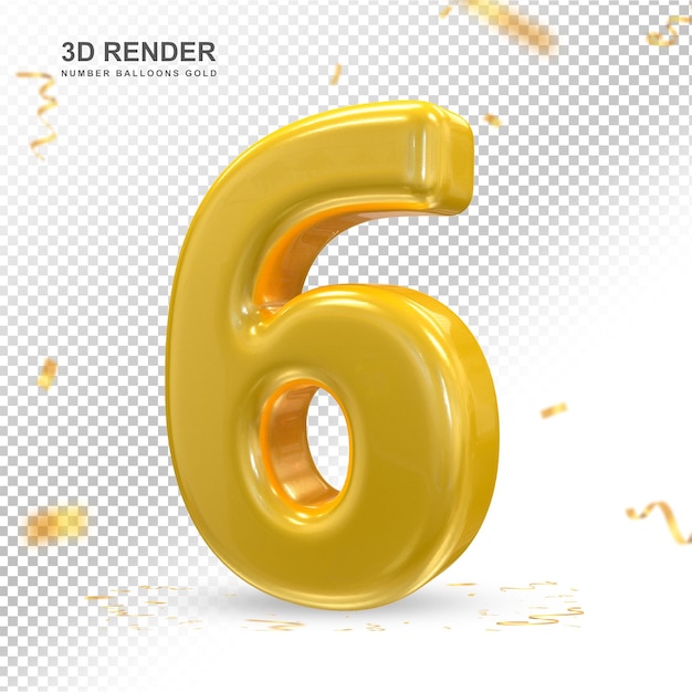 PSD número 6 gold 3d