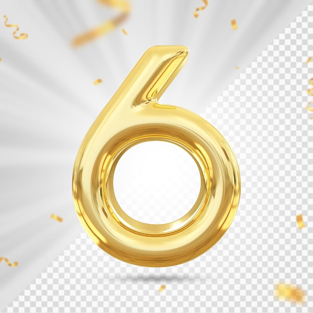 Número 6 de lujo de oro