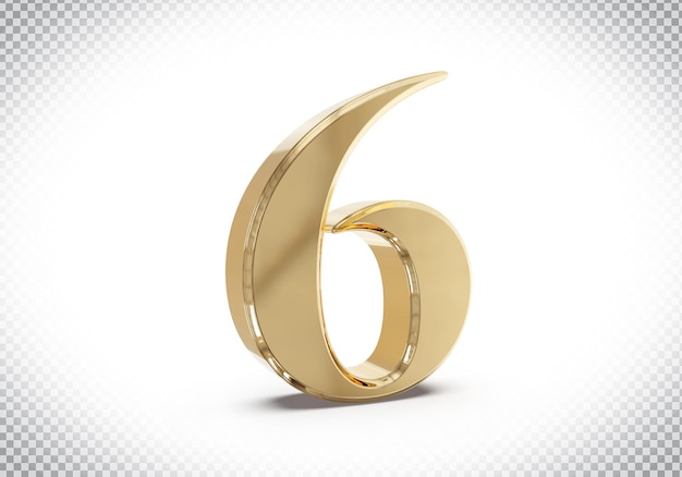 Numero 6 lusso dorato 3d