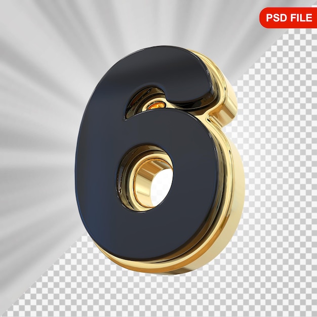 Número 6 Negro con oro