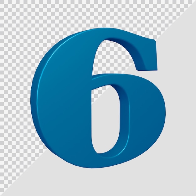 Numero 6 nel rendering 3d