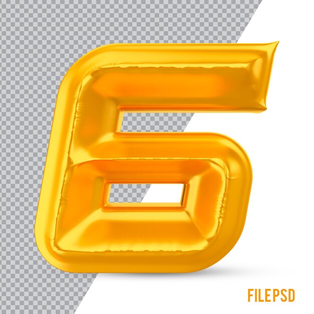 numero 6 oro 3d rendering