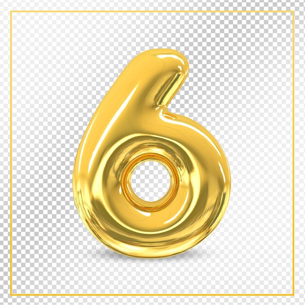 Numero 6 Oro lusso 3D