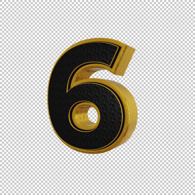 Número 6 renderização em 3D