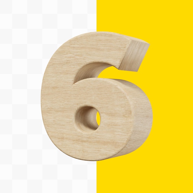 Número 6 renderização em 3D