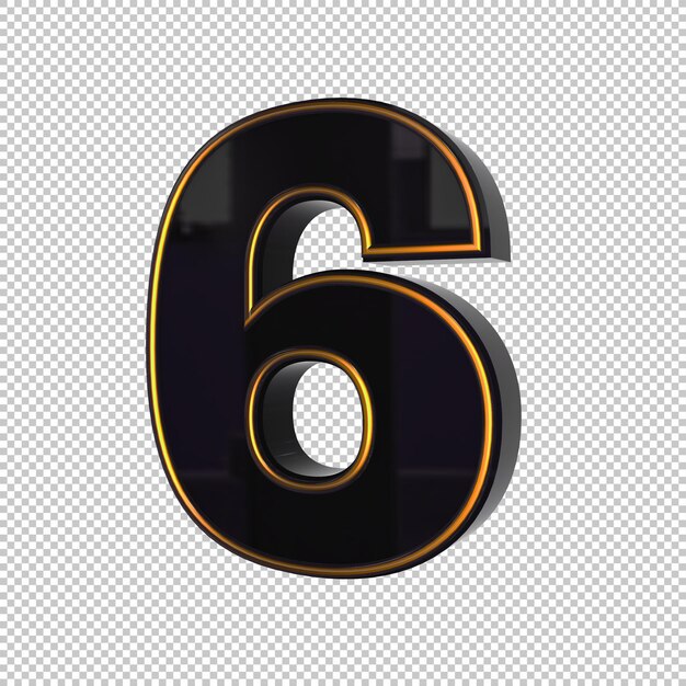 Número 6 renderização em 3D