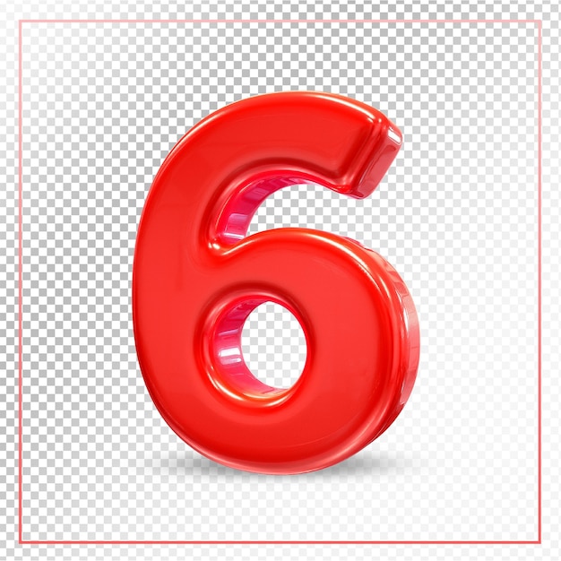 Numéro 6 rouge 3d