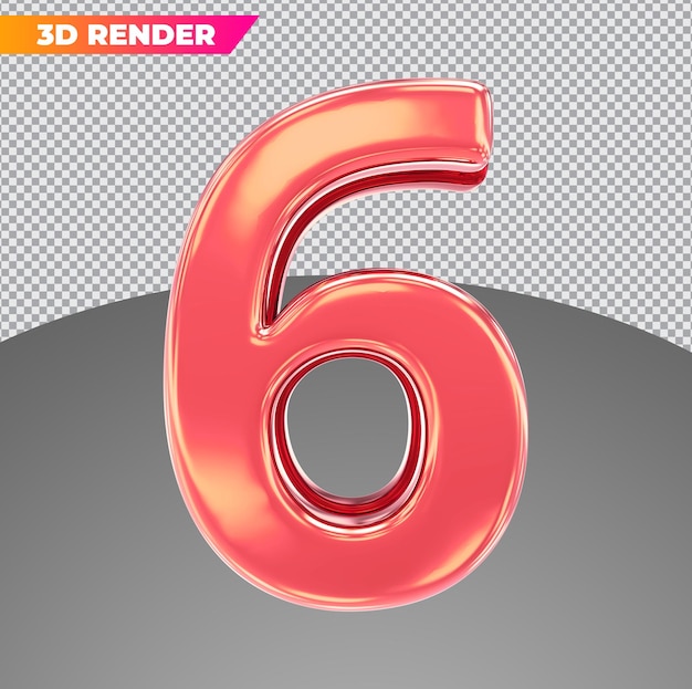 Numero 6 stili 3d rossi