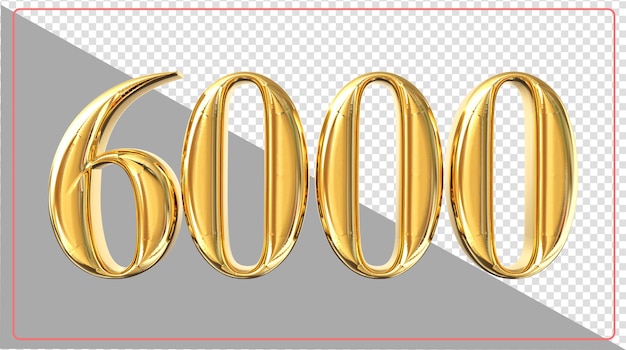 Número 6000 representación 3d