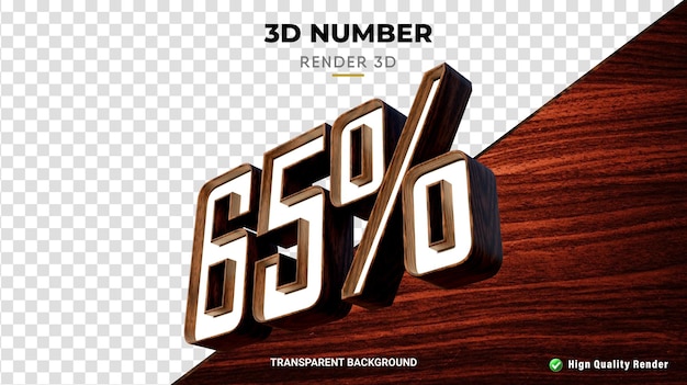 PSD número 65 por ciento renderizado realista de textura de madera 3d