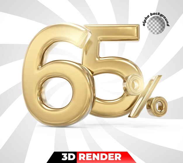 Número 65, dorado, 3d, render