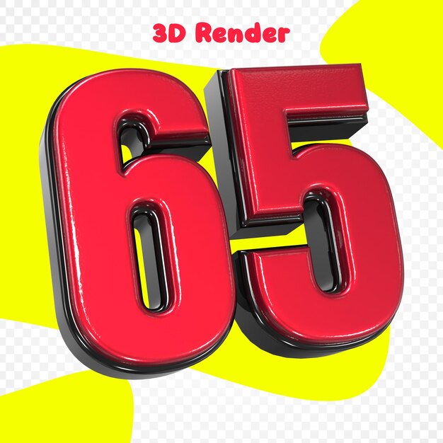 Número 65 Renderizado en 3D