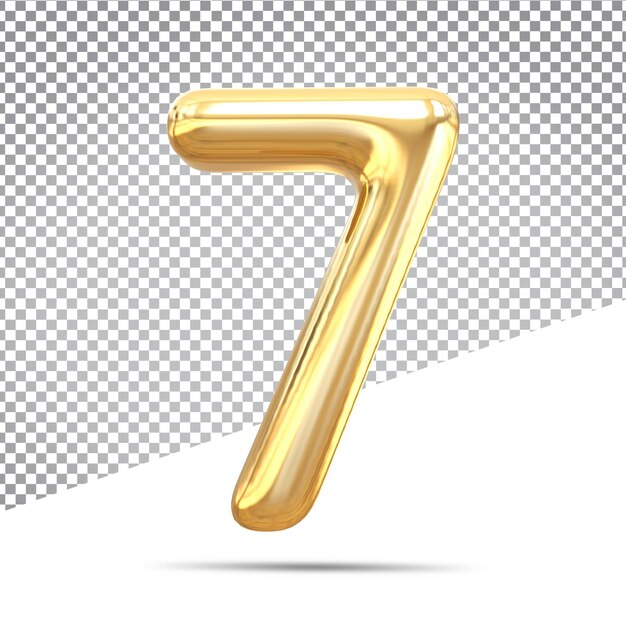 Número 7 3D de lujo de oro