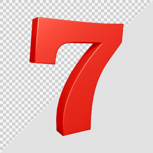 Número 7 en 3d render