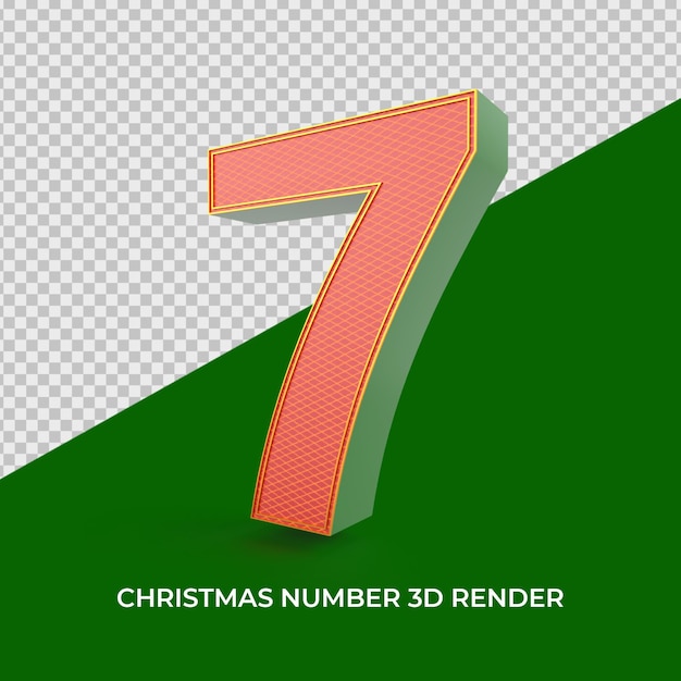 número 7, adornos navideños, 3d, render