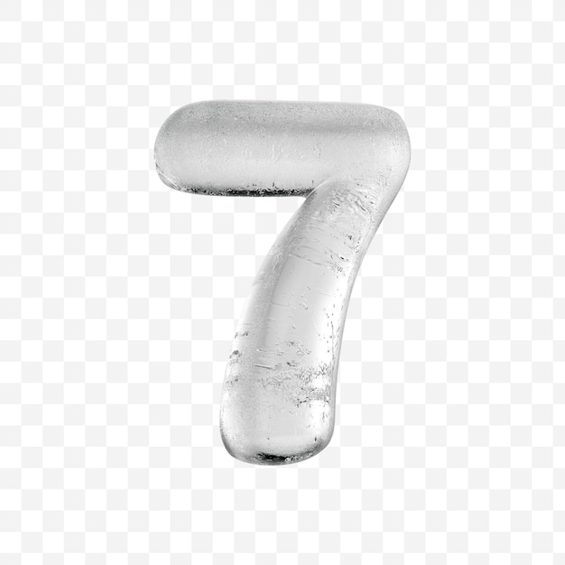 Número 7 del alfabeto de hielo blanco aislado