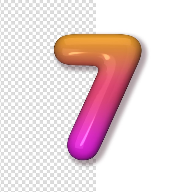 Número 7 color rosa y naranja Número en forma de globos