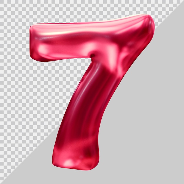 Número 7 com estilo 3d moderno